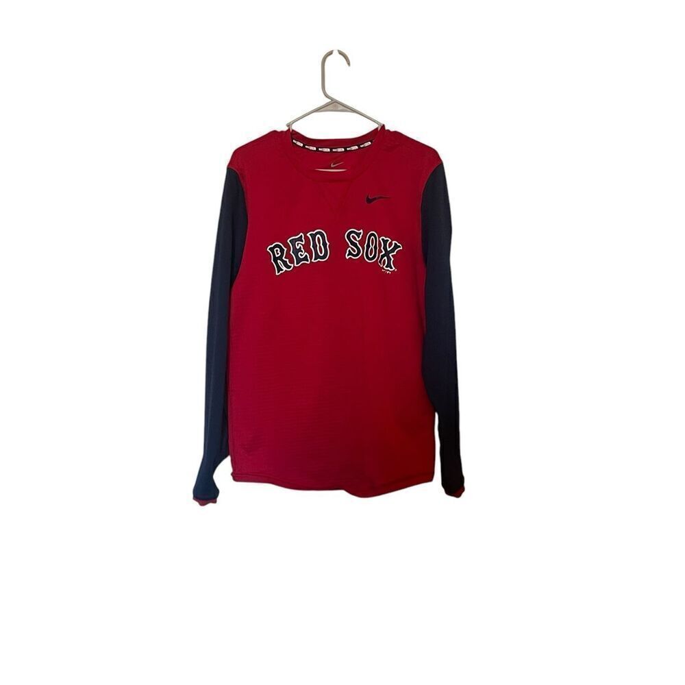 Nike Mens Red Navy Long Sleeve Waffle Red Sox Baseball Top Size Medium